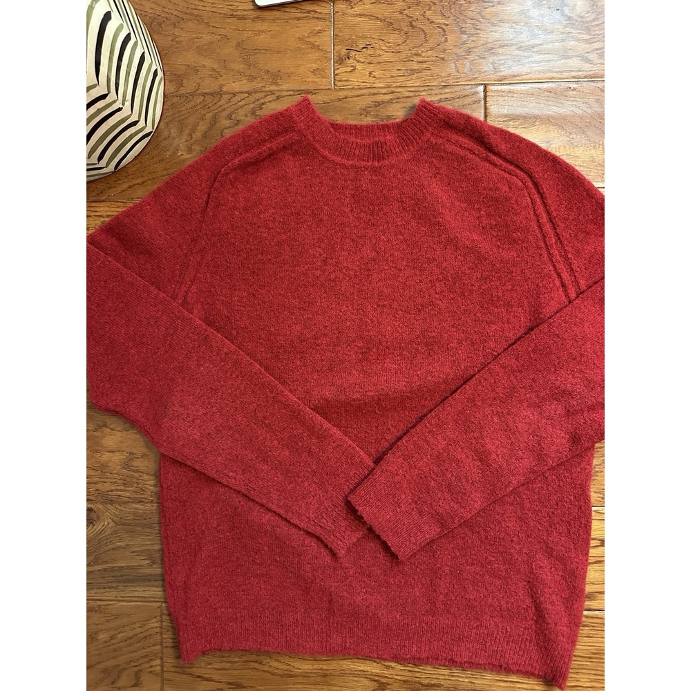 IKKS Men Red Alpaca Wool Blend Knit Crewneck Sweater Pullover Size L MT18023